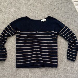 Sezane Barry size small Navy and gold Striped Cardigan